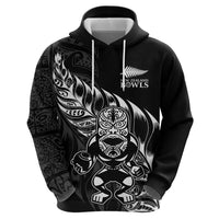 New Zealand Lawn Bowls Custom Hoodie Black Maori Warrior Tribal Silver Fern - Polynesian Pride