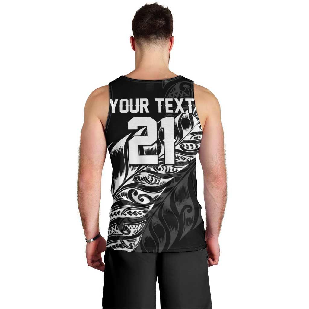New Zealand Lawn Bowls Custom Men Tank Top Black Maori Warrior Tribal Silver Fern - Polynesian Pride