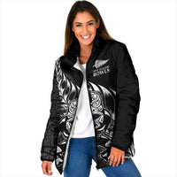 New Zealand Lawn Bowls Custom Padded Jacket Black Maori Warrior Tribal Silver Fern - Polynesian Pride
