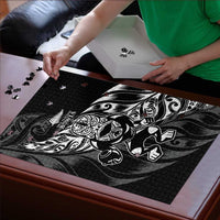 New Zealand Lawn Bowls Puzzle Black Maori Warrior Tribal Silver Fern - Polynesian Pride