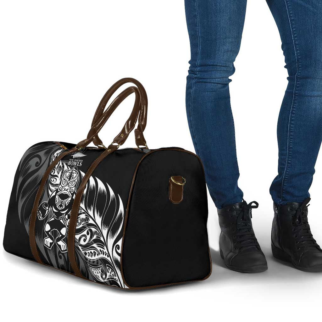New Zealand Lawn Bowls Travel Bag Black Maori Warrior Tribal Silver Fern - Polynesian Pride
