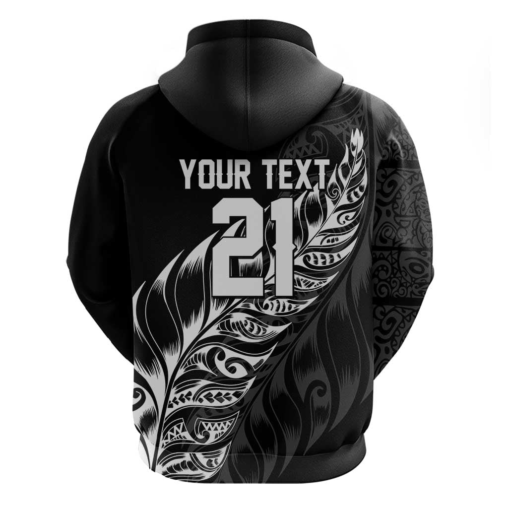 New Zealand Lawn Bowls Custom Zip Hoodie Black Maori Warrior Tribal Silver Fern - Polynesian Pride