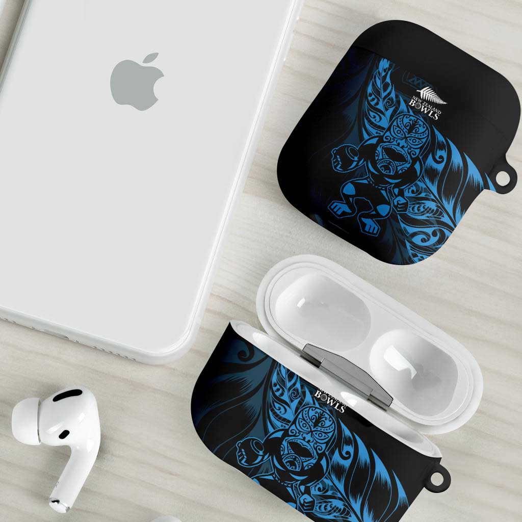 New Zealand Lawn Bowls AirPods Case Blue Maori Warrior Tribal Silver Fern - Polynesian Pride