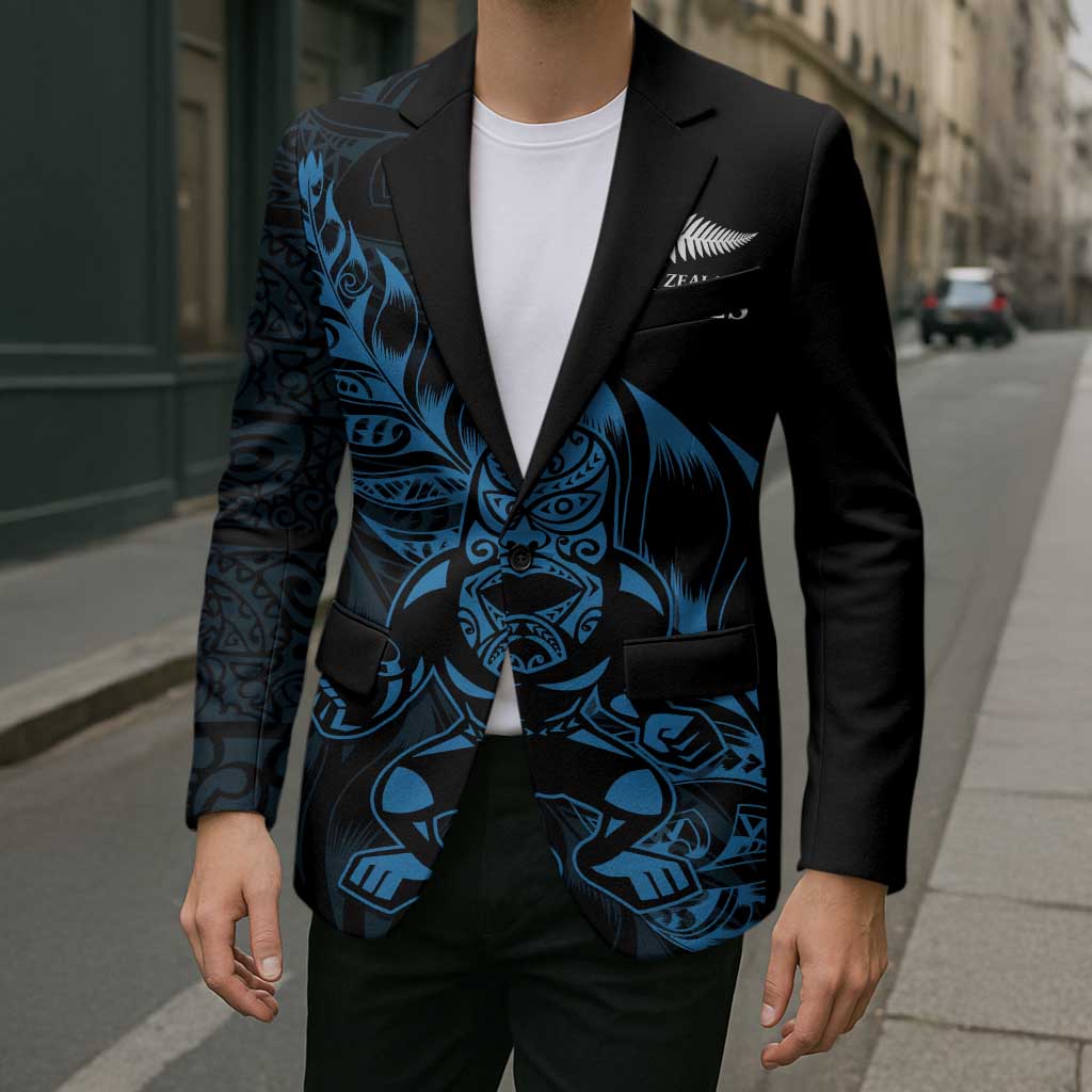 New Zealand Lawn Bowls Custom Blazer Blue Maori Warrior Tribal Silver Fern - Polynesian Pride