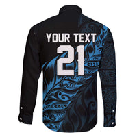 New Zealand Lawn Bowls Custom Family Matching Off The Shoulder Long Sleeve Dress and Hawaiian Shirt Blue Maori Warrior Tribal Silver Fern - Polynesian Pride