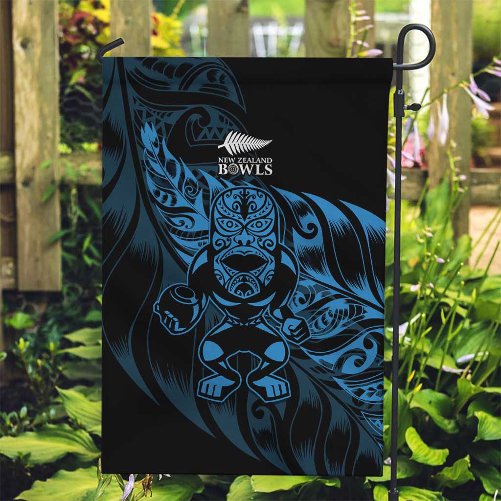 New Zealand Lawn Bowls Garden Flag Blue Maori Warrior Tribal Silver Fern - Polynesian Pride