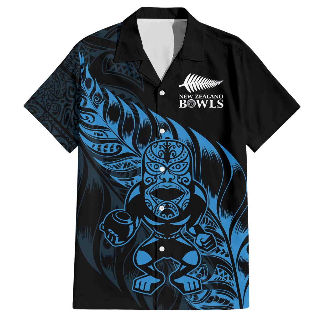 New Zealand Lawn Bowls Custom Hawaiian Shirt Blue Maori Warrior Tribal Silver Fern - Polynesian Pride