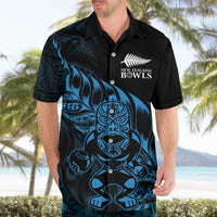 New Zealand Lawn Bowls Custom Hawaiian Shirt Blue Maori Warrior Tribal Silver Fern - Polynesian Pride