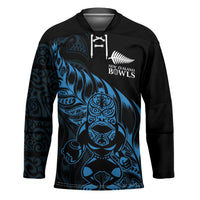 New Zealand Lawn Bowls Custom Hockey Jersey Blue Maori Warrior Tribal Silver Fern - Polynesian Pride