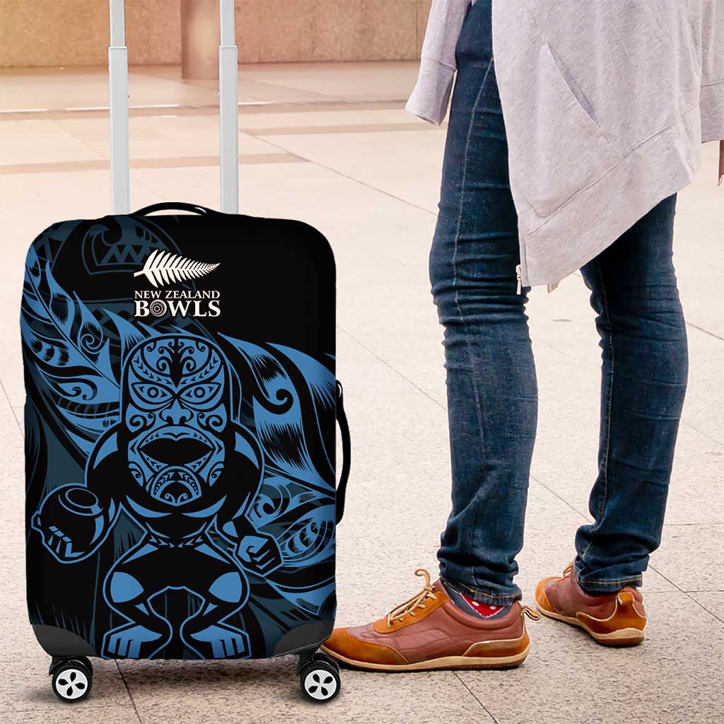 New Zealand Lawn Bowls Luggage Cover Blue Maori Warrior Tribal Silver Fern - Polynesian Pride