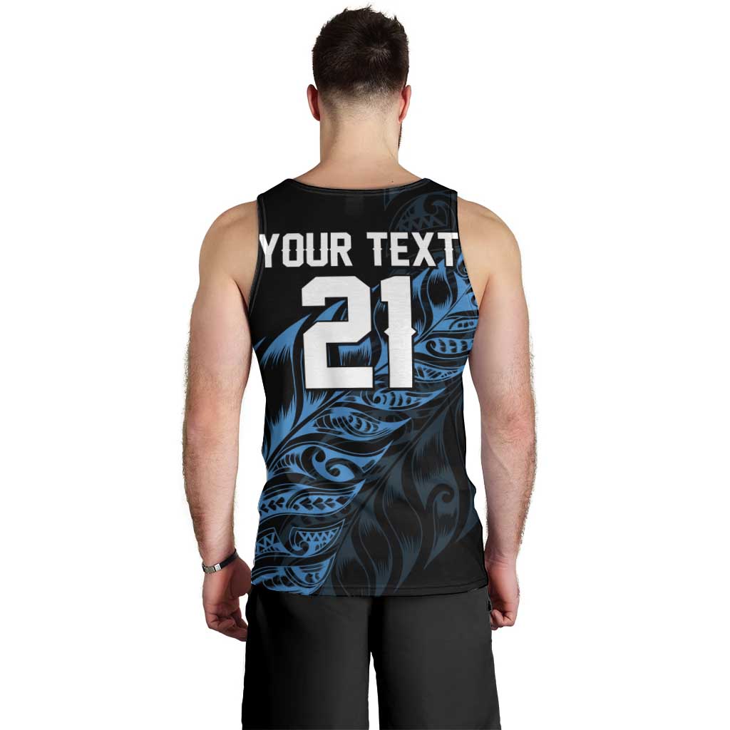 New Zealand Lawn Bowls Custom Men Tank Top Blue Maori Warrior Tribal Silver Fern - Polynesian Pride