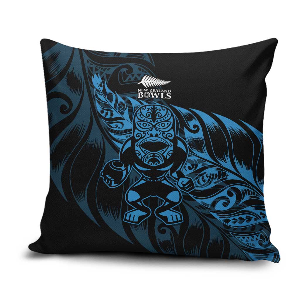 New Zealand Lawn Bowls Pillow Cover Blue Maori Warrior Tribal Silver Fern - Polynesian Pride