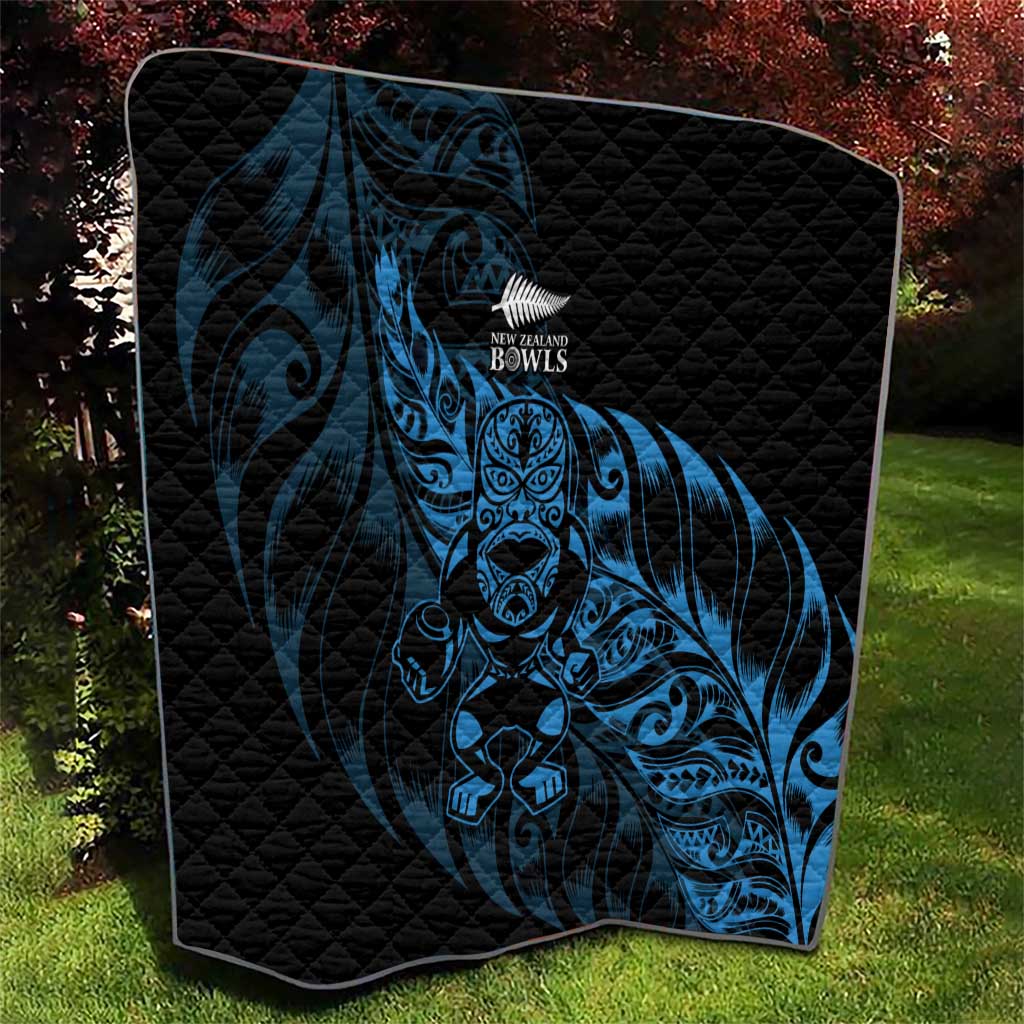 New Zealand Lawn Bowls Quilt Blue Maori Warrior Tribal Silver Fern - Polynesian Pride