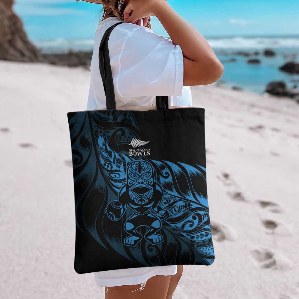 New Zealand Lawn Bowls Tote Bag Blue Maori Warrior Tribal Silver Fern - Polynesian Pride