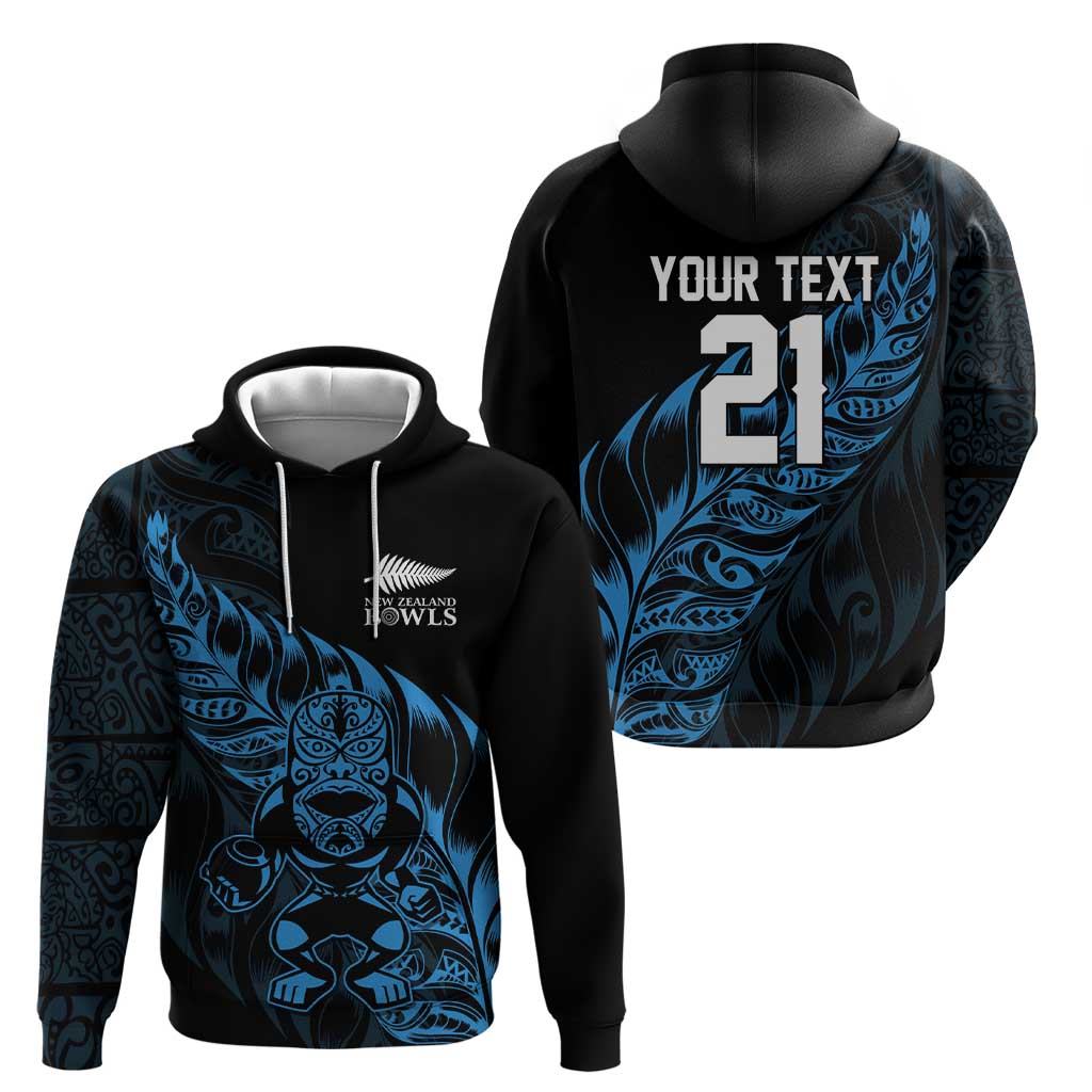 New Zealand Lawn Bowls Custom Zip Hoodie Blue Maori Warrior Tribal Silver Fern - Polynesian Pride