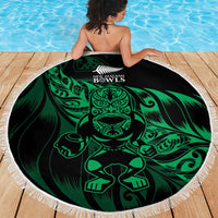 New Zealand Lawn Bowls Beach Blanket Green Maori Warrior Tribal Silver Fern - Polynesian Pride