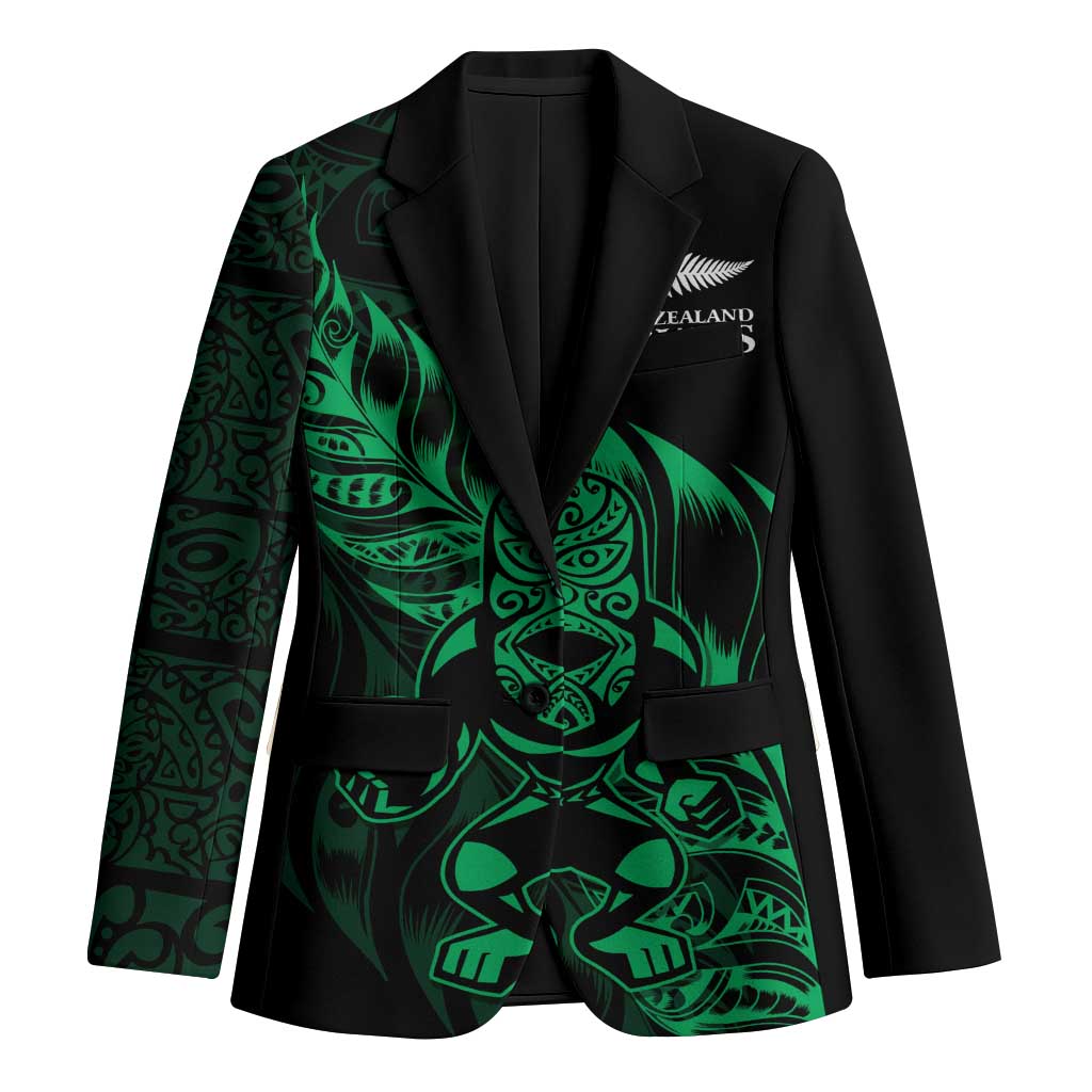 New Zealand Lawn Bowls Custom Blazer Green Maori Warrior Tribal Silver Fern - Polynesian Pride