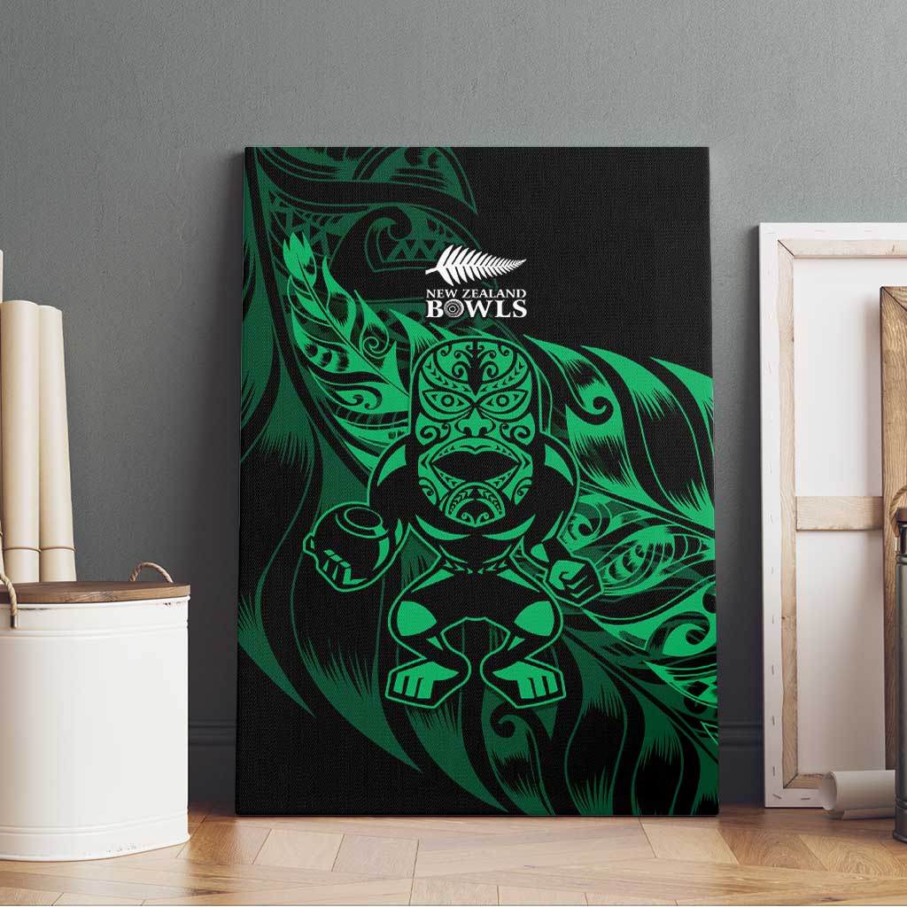 New Zealand Lawn Bowls Canvas Wall Art Green Maori Warrior Tribal Silver Fern - Polynesian Pride