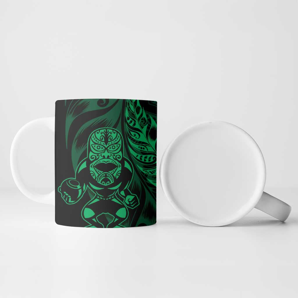 New Zealand Lawn Bowls Custom Ceramic Mug Green Maori Warrior Tribal Silver Fern - Polynesian Pride