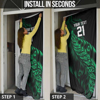 New Zealand Lawn Bowls Custom Door Cover Green Maori Warrior Tribal Silver Fern - Polynesian Pride