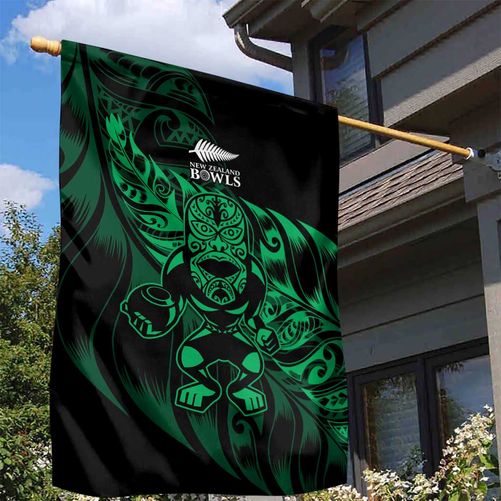 New Zealand Lawn Bowls Garden Flag Green Maori Warrior Tribal Silver Fern - Polynesian Pride