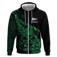 New Zealand Lawn Bowls Custom Hoodie Green Maori Warrior Tribal Silver Fern - Polynesian Pride