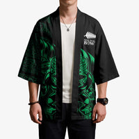 New Zealand Lawn Bowls Custom Kimono Green Maori Warrior Tribal Silver Fern - Polynesian Pride