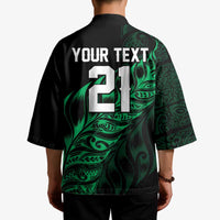 New Zealand Lawn Bowls Custom Kimono Green Maori Warrior Tribal Silver Fern - Polynesian Pride