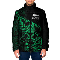 New Zealand Lawn Bowls Custom Padded Jacket Green Maori Warrior Tribal Silver Fern - Polynesian Pride