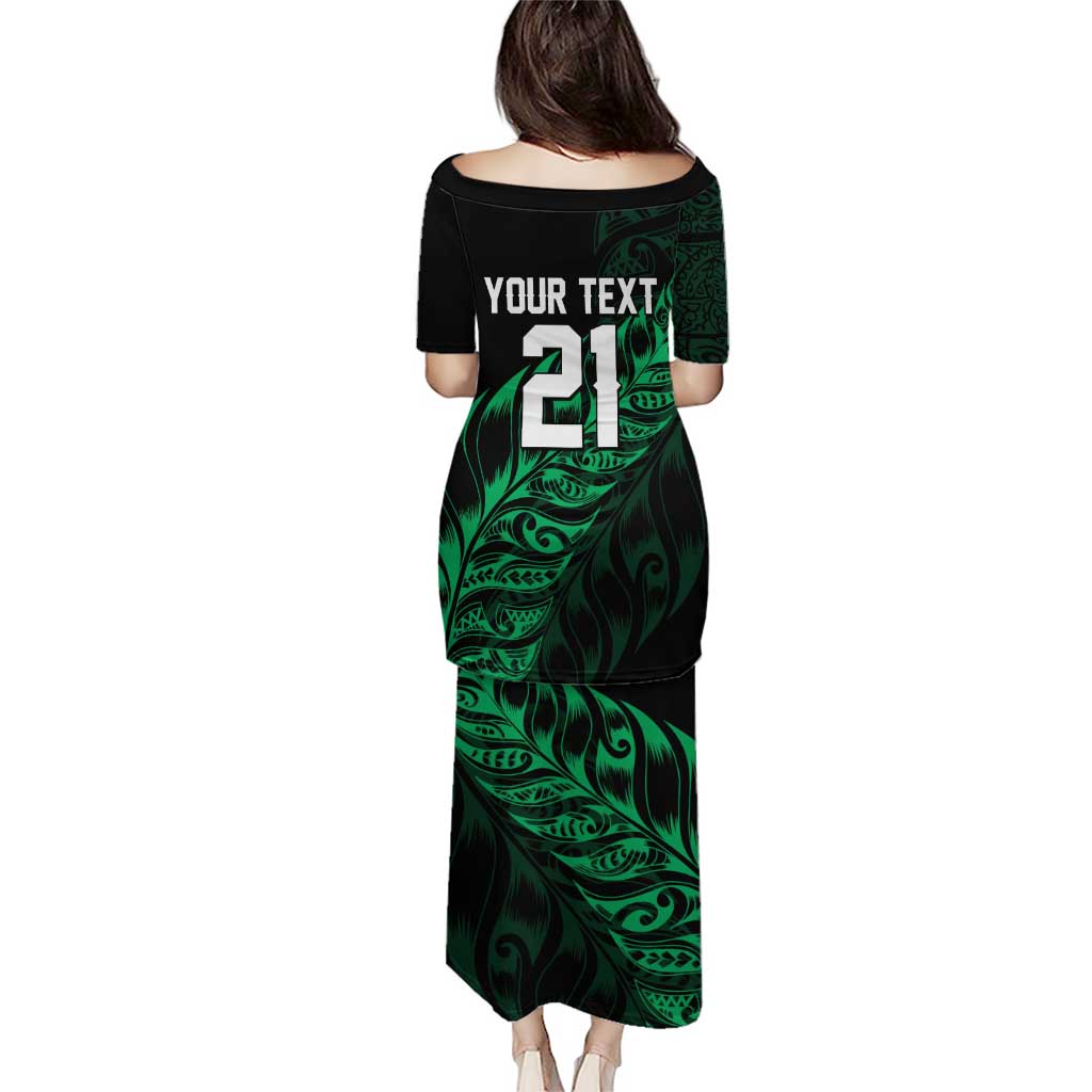 New Zealand Lawn Bowls Custom Puletasi Green Maori Warrior Tribal Silver Fern - Polynesian Pride