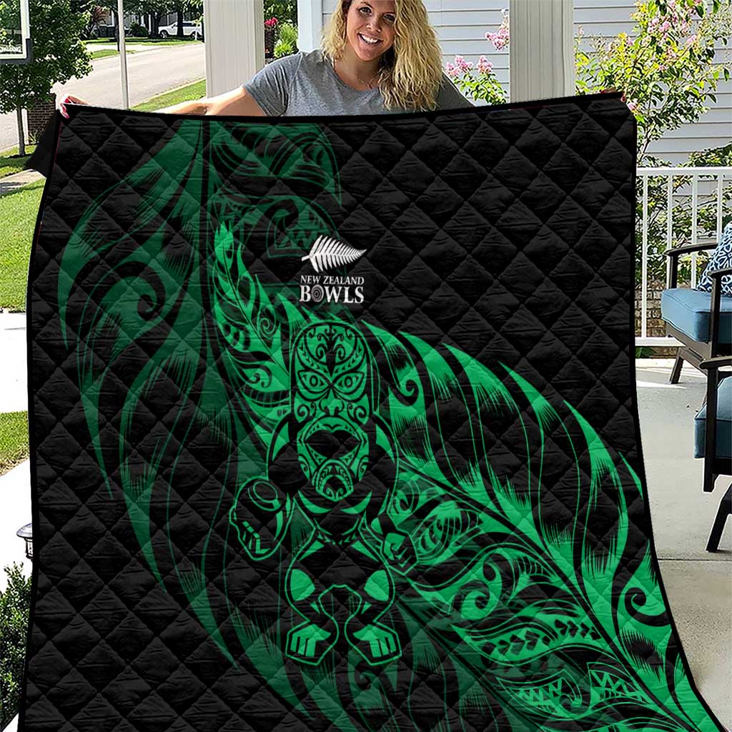 New Zealand Lawn Bowls Quilt Green Maori Warrior Tribal Silver Fern - Polynesian Pride
