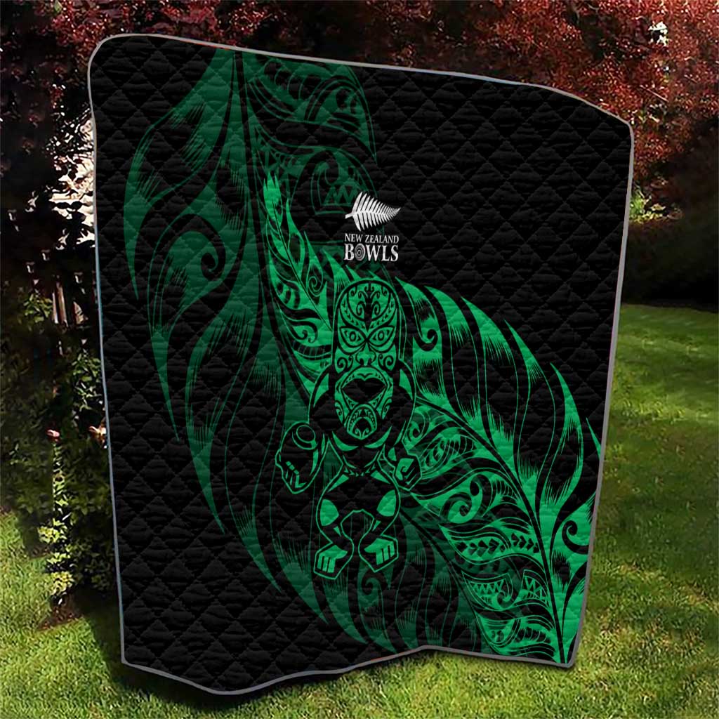 New Zealand Lawn Bowls Quilt Green Maori Warrior Tribal Silver Fern - Polynesian Pride