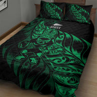 New Zealand Lawn Bowls Quilt Bed Set Green Maori Warrior Tribal Silver Fern - Polynesian Pride