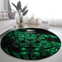 New Zealand Lawn Bowls Round Carpet Green Maori Warrior Tribal Silver Fern - Polynesian Pride
