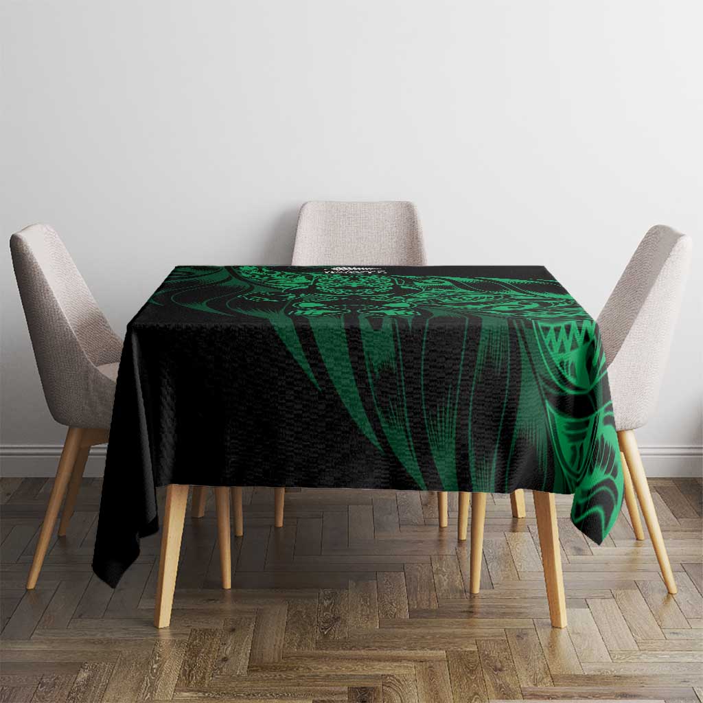 New Zealand Lawn Bowls Tablecloth Green Maori Warrior Tribal Silver Fern - Polynesian Pride