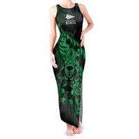 New Zealand Lawn Bowls Custom Tank Maxi Dress Green Maori Warrior Tribal Silver Fern - Polynesian Pride