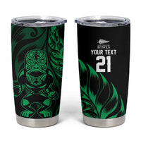 New Zealand Lawn Bowls Custom Tumbler Cup Green Maori Warrior Tribal Silver Fern - Polynesian Pride