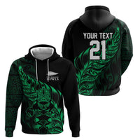 New Zealand Lawn Bowls Custom Zip Hoodie Green Maori Warrior Tribal Silver Fern - Polynesian Pride