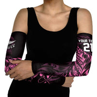 New Zealand Lawn Bowls Custom Arm Sleeves Pink Maori Warrior Tribal Silver Fern - Polynesian Pride