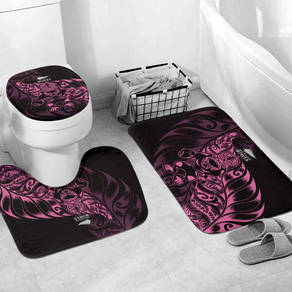 New Zealand Lawn Bowls Bathroom Set Pink Maori Warrior Tribal Silver Fern - Polynesian Pride