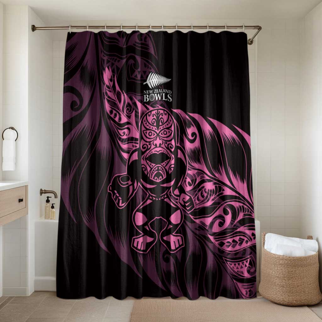 New Zealand Lawn Bowls Bathroom Set Pink Maori Warrior Tribal Silver Fern - Polynesian Pride
