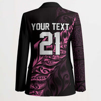 New Zealand Lawn Bowls Custom Blazer Pink Maori Warrior Tribal Silver Fern - Polynesian Pride