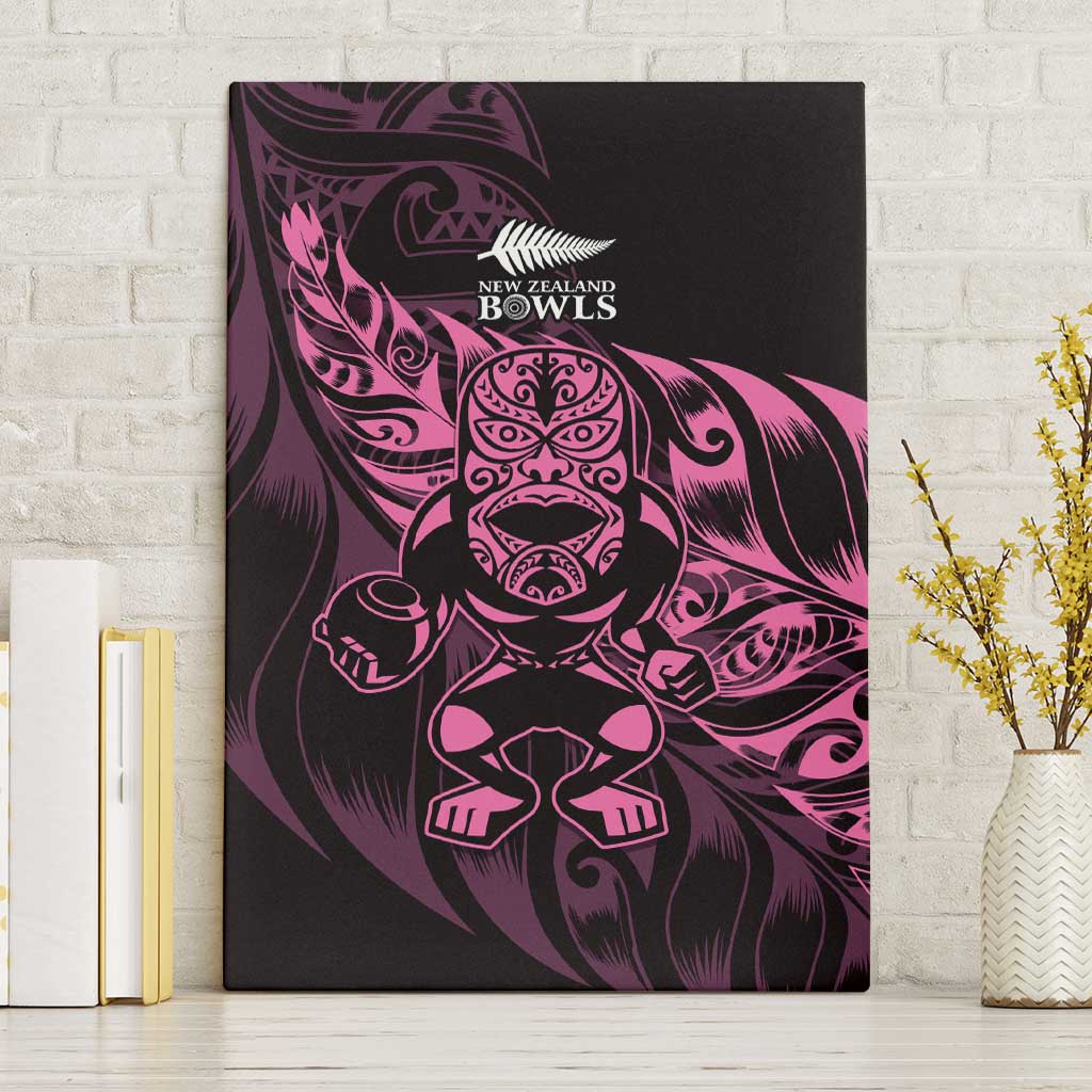 New Zealand Lawn Bowls Canvas Wall Art Pink Maori Warrior Tribal Silver Fern - Polynesian Pride
