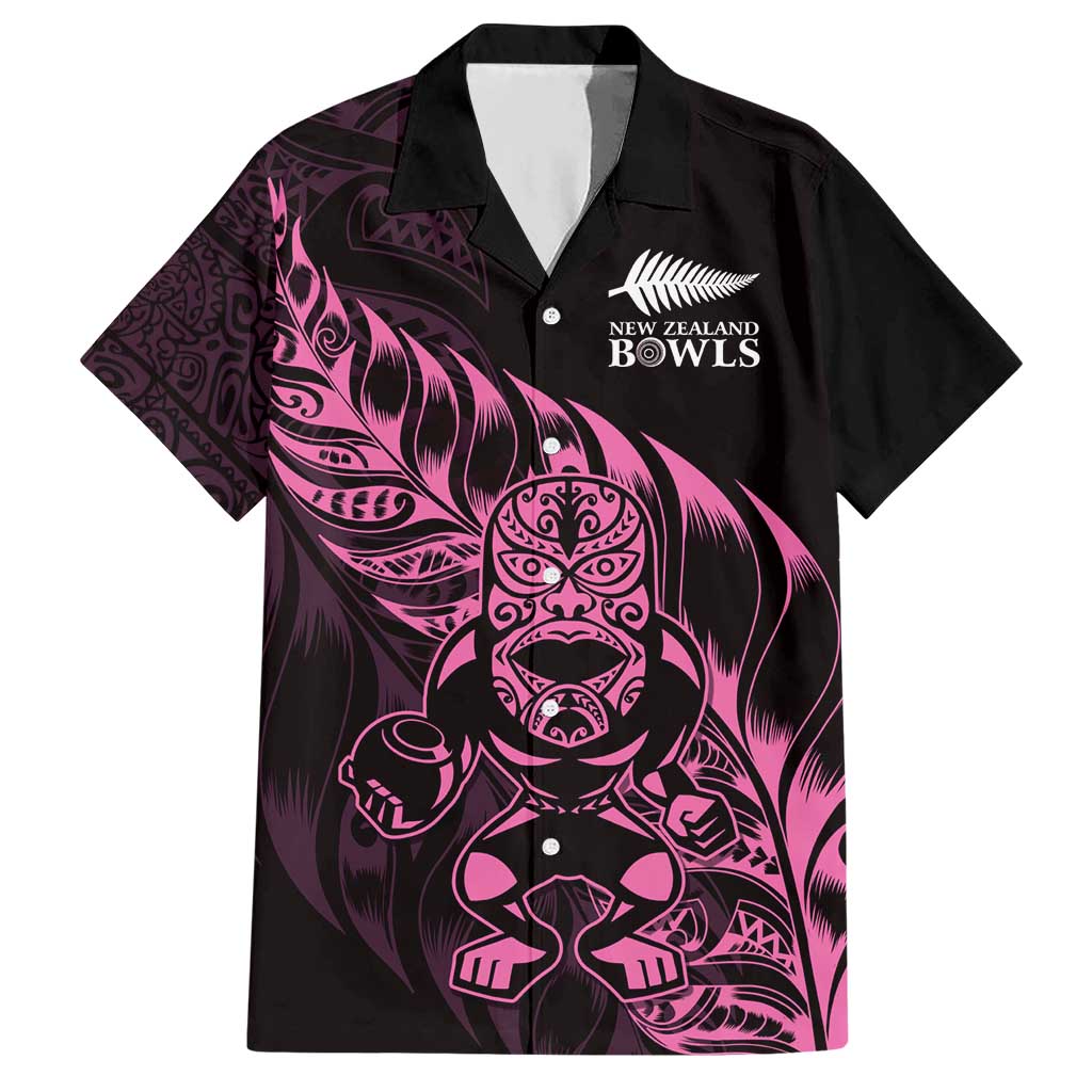 New Zealand Lawn Bowls Custom Hawaiian Shirt Pink Maori Warrior Tribal Silver Fern - Polynesian Pride