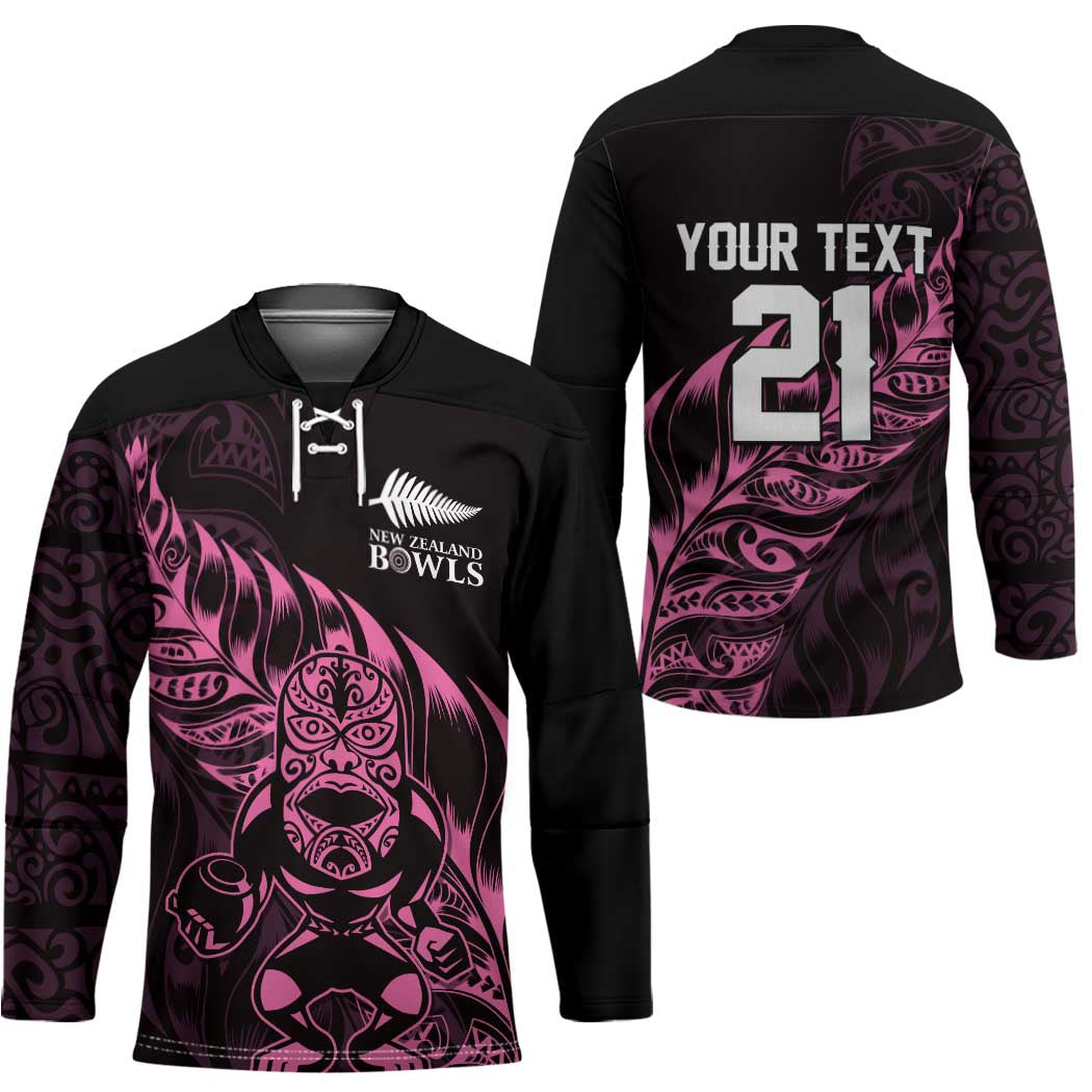 New Zealand Lawn Bowls Custom Hockey Jersey Pink Maori Warrior Tribal Silver Fern - Polynesian Pride