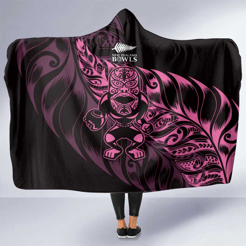 New Zealand Lawn Bowls Hooded Blanket Pink Maori Warrior Tribal Silver Fern - Polynesian Pride