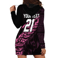 New Zealand Lawn Bowls Custom Hoodie Dress Pink Maori Warrior Tribal Silver Fern - Polynesian Pride
