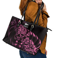New Zealand Lawn Bowls Leather Tote Bag Pink Maori Warrior Tribal Silver Fern - Polynesian Pride