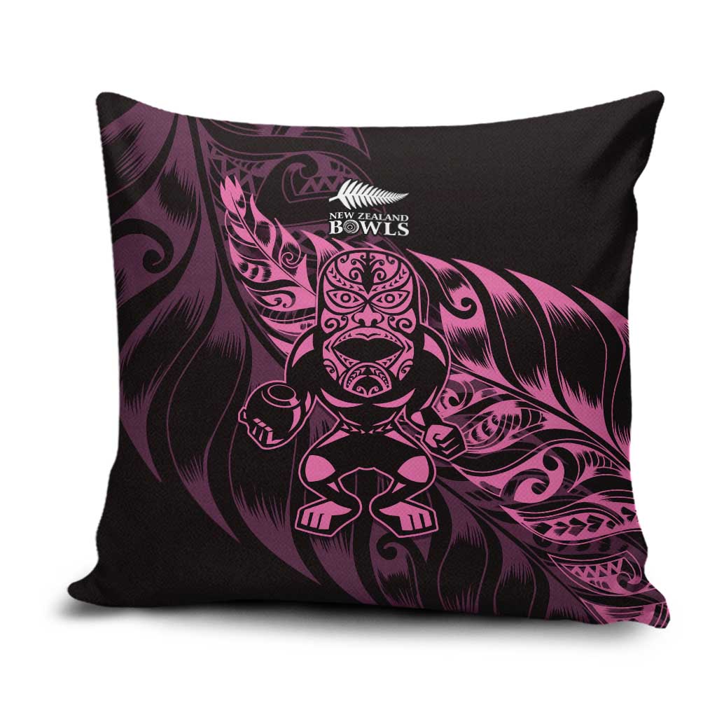 New Zealand Lawn Bowls Pillow Cover Pink Maori Warrior Tribal Silver Fern - Polynesian Pride