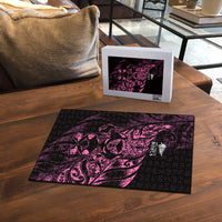 New Zealand Lawn Bowls Puzzle Pink Maori Warrior Tribal Silver Fern - Polynesian Pride